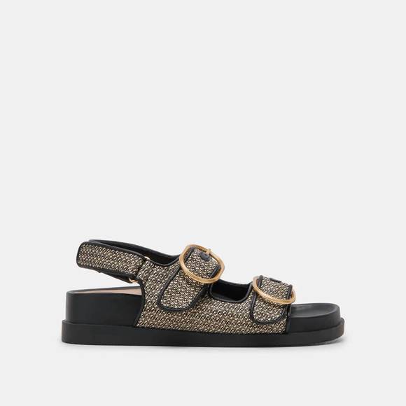 NEW DOLCE VITA women's starla sandals in black multi woven - Picture 1 of 5
